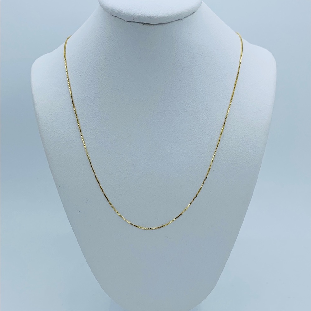 10k solid gold dainty box necklace 20”
